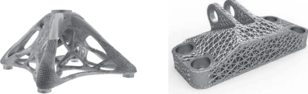 Fig. 6. Some examples of lattice structures. Left: an architectural spider bracket (https://altairenlighten.com/wp-content/uploads/