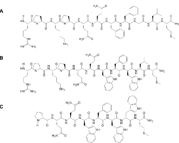 Figure 3  SP （ A ）， SPA （ B ）および SPB （ C ）の化学構造式 