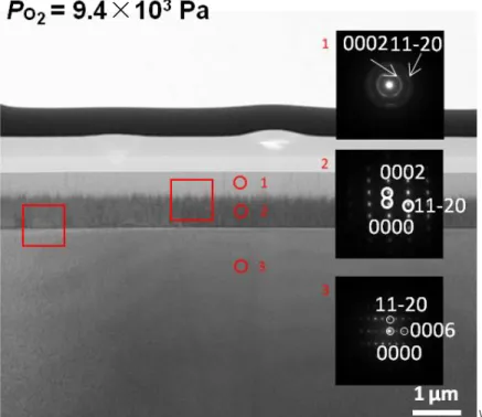 Fig. 18  Cross-sectional TEM images of an AlN layer sputtered at oxygen partial pressure of  5.0×10 0  Pa
