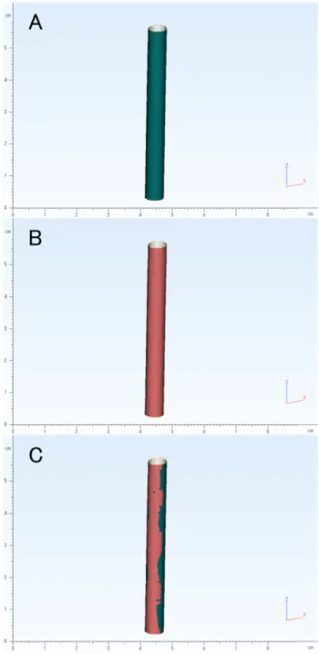 Fig 2.8: Results of segmentation. A, gradient-based segmentation (green). B, threshold-based  segmentation (pink)