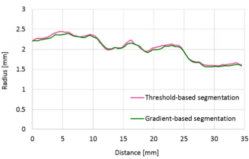 Fig 2.13: (Continued.) C, a graph showing the vessel radius of the two models. 