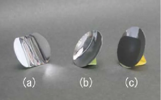 Fig. 1. Photograph of plastically bent Si (111) crystals deformed  either in cylindrical or spherical form