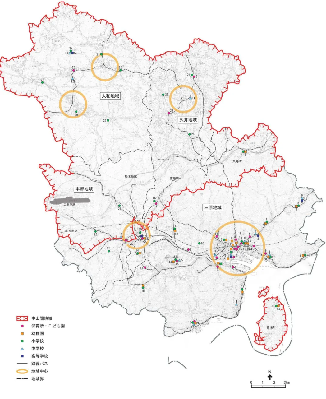 図  保育所 こ 園，幼稚園，小 中学校，高等学校 分  