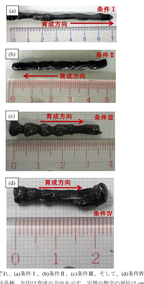 Fig. 5.1.  それぞれ、(a)条件Ⅰ、(b)条件Ⅱ、(c)条件Ⅲ、そして、(d)条件Ⅳの育成