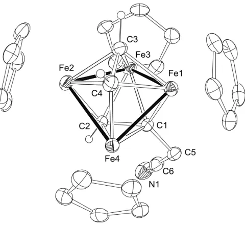 図   3-2. Molecular structure of the cationic moiety in 13 with 30% thermal ellipsoids