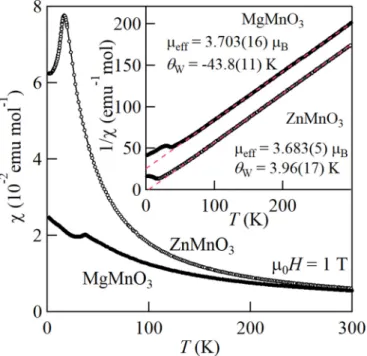 FIG. 4. The temperature dependence of the magnetization di- di-vided by the magnetic field M/H for a powder sample of ZnMnO 3