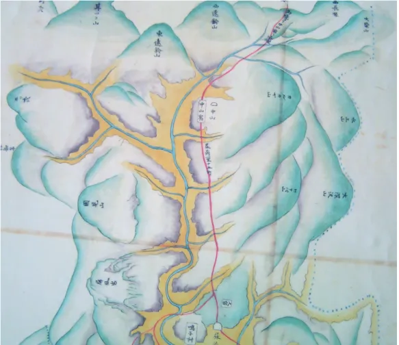 図 4　「玉造郡村員貮拾壹箇村絵図」部分図（年代不明／宮城県公文書館蔵）