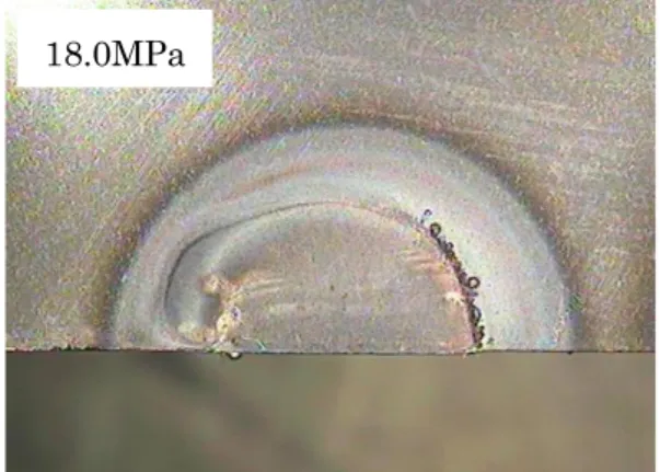 Fig. 3.4 Changes in treated surface with contact pressure 9.5MPa 5mm 