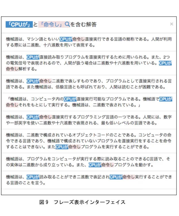 図 9   フレーズ表示インターフェイス  