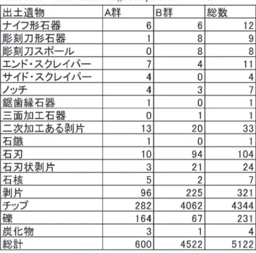 Table .4.1.    Lithic assemblage composition in 2000. 