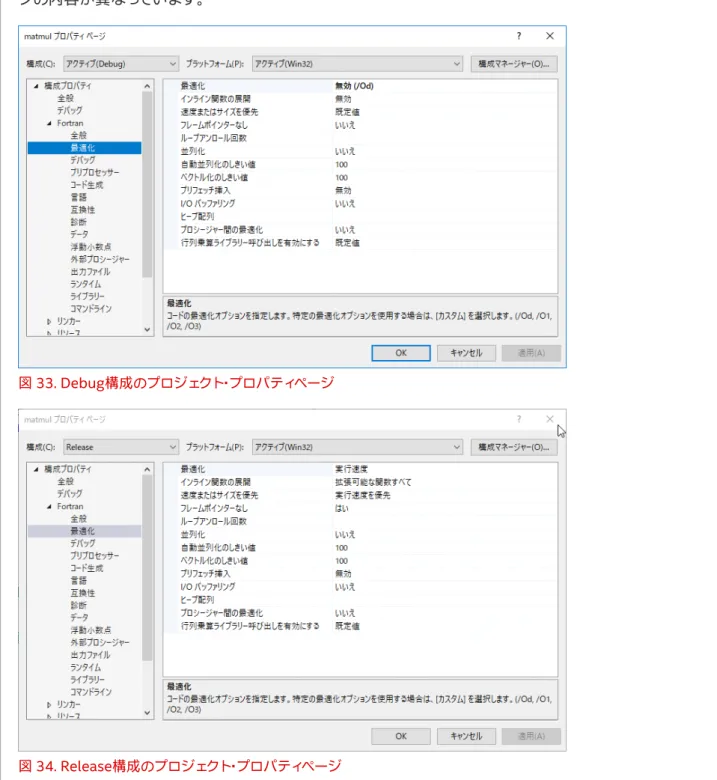 図 33. Debug構成のプロジェクト・プロパティページ