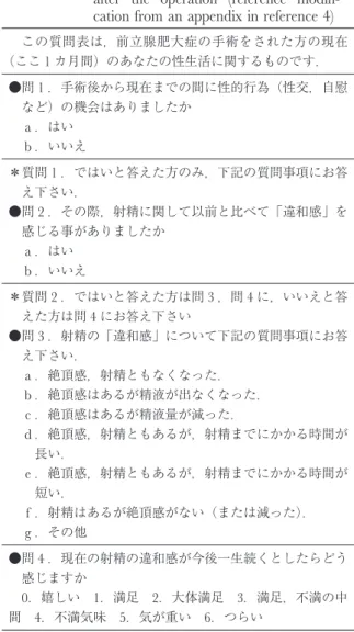 Table 1. Questionnaire on erection and ejaculation