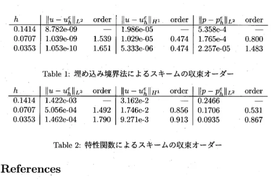 Table 1 埋め込み境界法によるスキームの収束オーダー