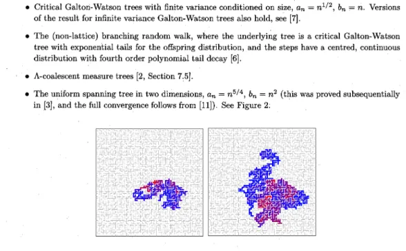 Figure 2: The range of a realisation of the simple random walk on uniform spanning tree on a  60\times 60 box (with wired boundary conditions), shown after 5,000 and 50,000 steps