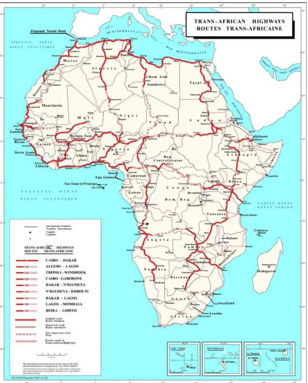 図 2.2.3  Trans-African Highway 路線図 