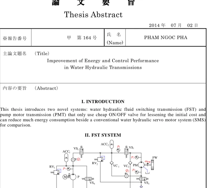 Figure 1: Schematic of water hydraulic FST system. 
