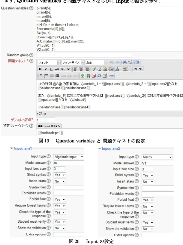 図 19 Question variables と問題テキストの設定