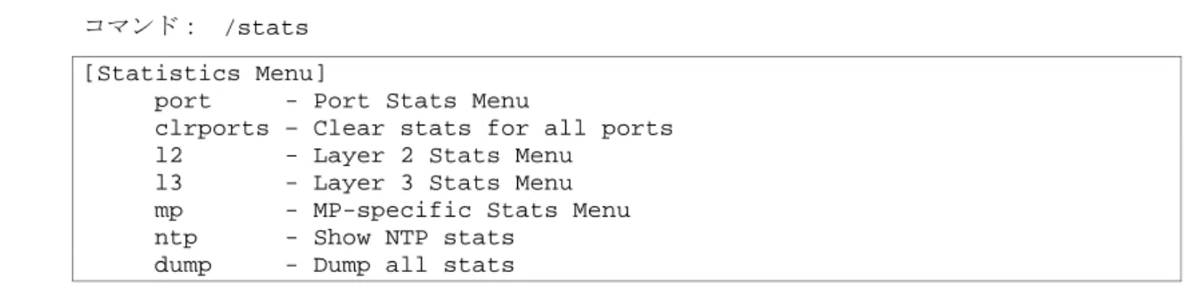 表 34  Statistics Menu 項目 
