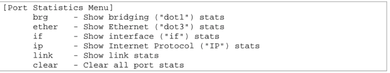 表 35  Port Statistics Menu 項目 