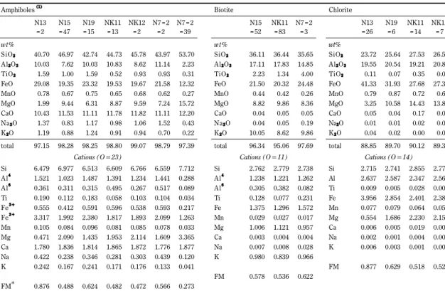 Table 1　Representative mineral compositions of selected mylonites from the studied area