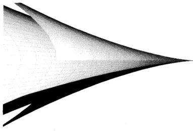 FIGURE 3. A timelike CMC surface with a cuspidal cross cap singularity. Geometric Cauchy data: $s(v)=2+0.2v^{2},$ $t(v)=v,$ $\theta’$ constant.