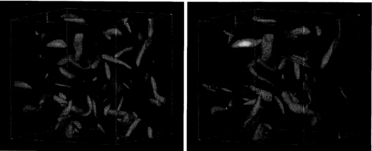 Figure 13: Comparison of the iso-surface of $Q$ for $\eta=0$ (left: Run $0$ ) and $\eta=0.1045$