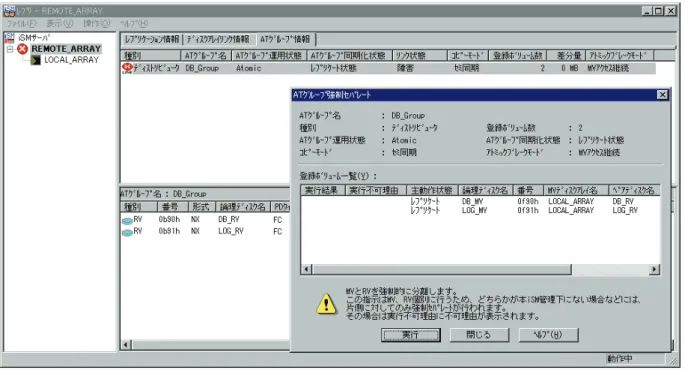 図 5-6 iStorageManager による AT グループの強制セパレート実行画面例 