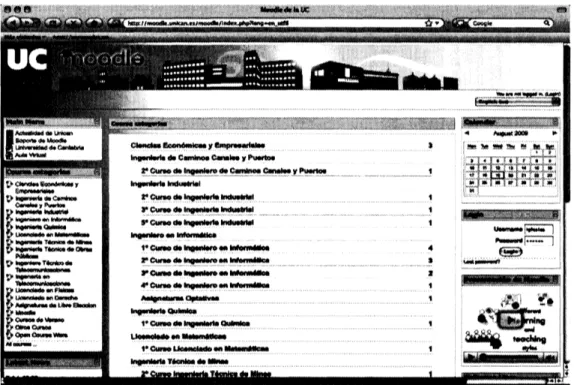 Figure 8: Moodle website at the UC.