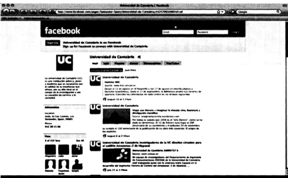Figure 3: Screenshot of official UC Facebook website.