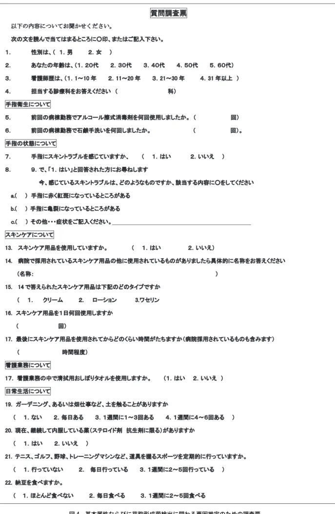 図 4  基本属性ならびに芽胞形成菌検出に関わる要因推定のための調査票 