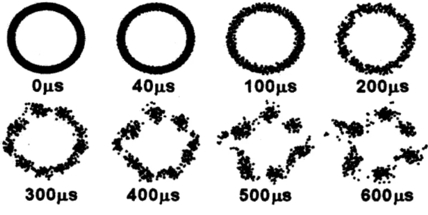 Fig. 13 $Fomat_{-}ion$ of vortex crystal structure Rom a ring