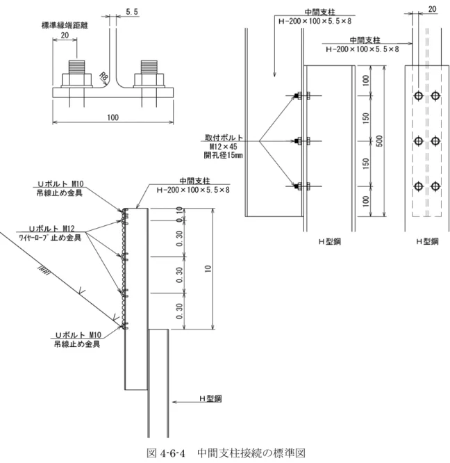 図 4-6-4  中間支柱接続の標準図 
