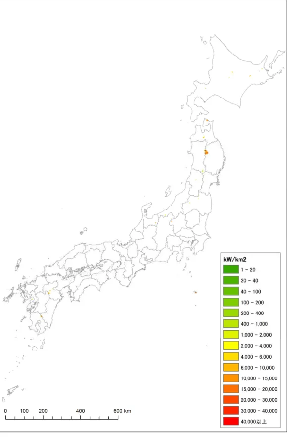 図 6.3-3  資源密度分布図（蒸気フラッシュ 200℃以上） 
