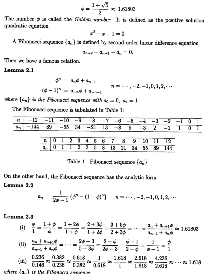 Table 1 Fibonacci sequence $\{a_{n}\}$