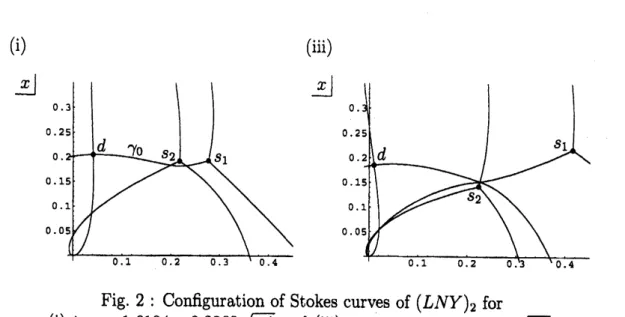 Fig. 2 : Configuration of Stokes curves of $(LNY)_{2}$ for