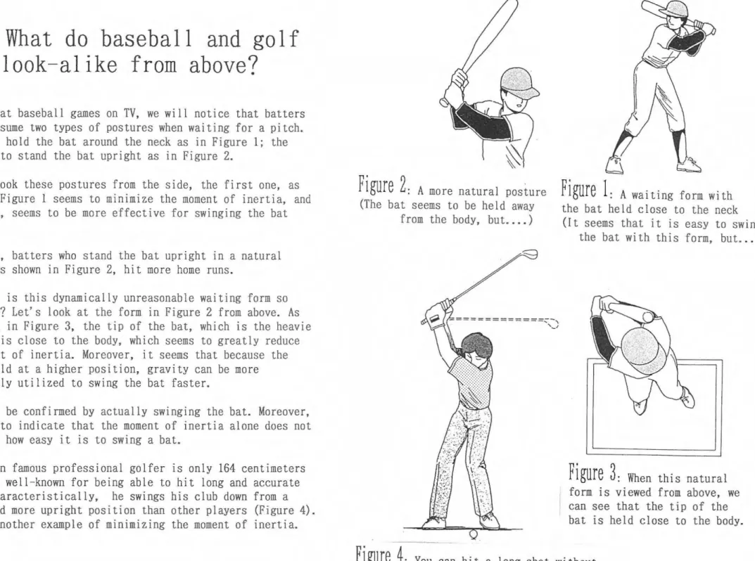 Figure 1 :  A w ai ti ng  form  with  the  bat  held  close  to  the  neck  (It  seems  that  it  is  easy  to  swin~ 