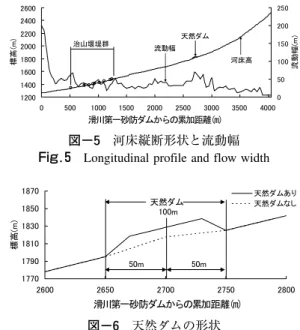 Fig． ５ Longitudinal profile and flow width