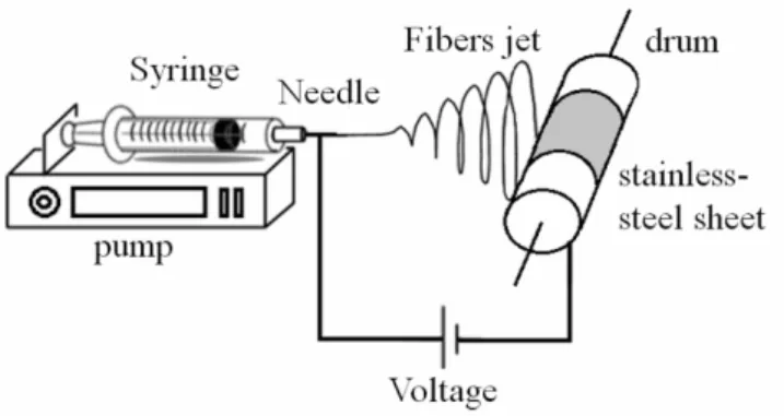 Figure 1 Schematic illustration of the electrospinning apparatus. 