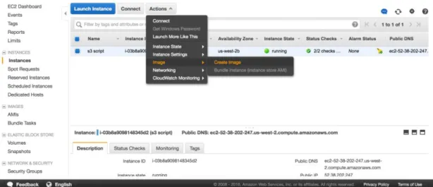 図 4: EC2 コンソールを使用してマシンイメージを作成する 