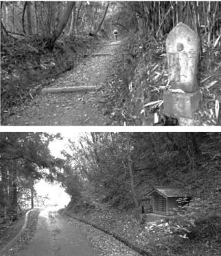 図 1  酵母の分離を試みた遍路道  (上)82 番 札 所 根 香 寺 付 近 の 遍 路 道 ， (下)87 番 札 所 長 尾 寺 か ら 88 番 札 所 大 窪 寺 に 至 る 遍 路 道  美味技術学会誌  第 15 巻 1 号（2016） 
