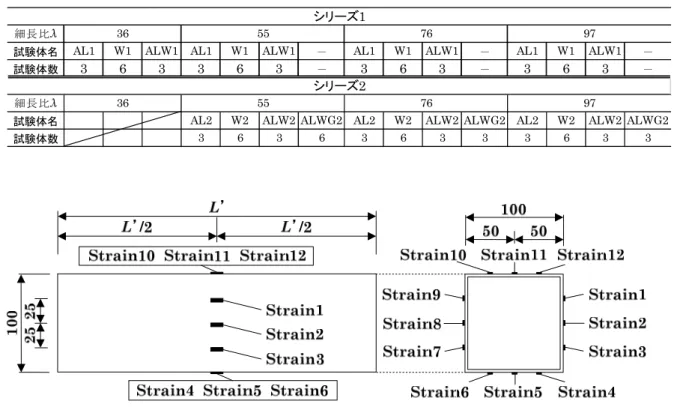 表 2-6  中心圧縮実験試験体一覧 