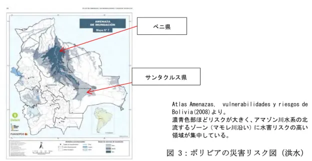 図 3：ボリビアの災害リスク図（洪水）