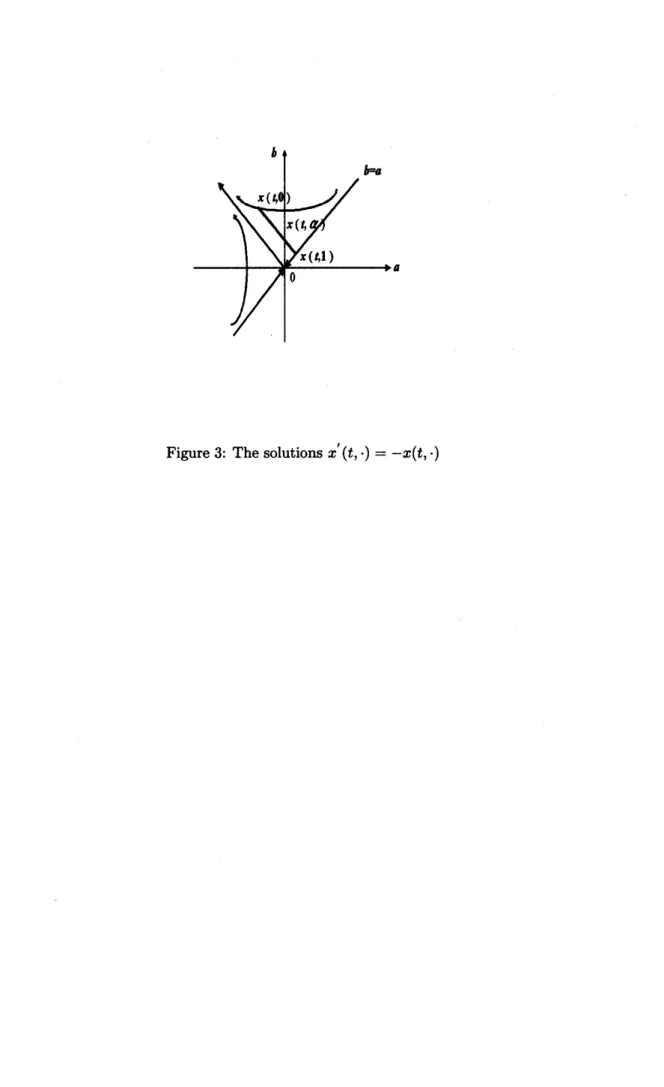 Figure 3: The solutions $x’(t, \cdot)=-x(t,$ $\cdot)$
