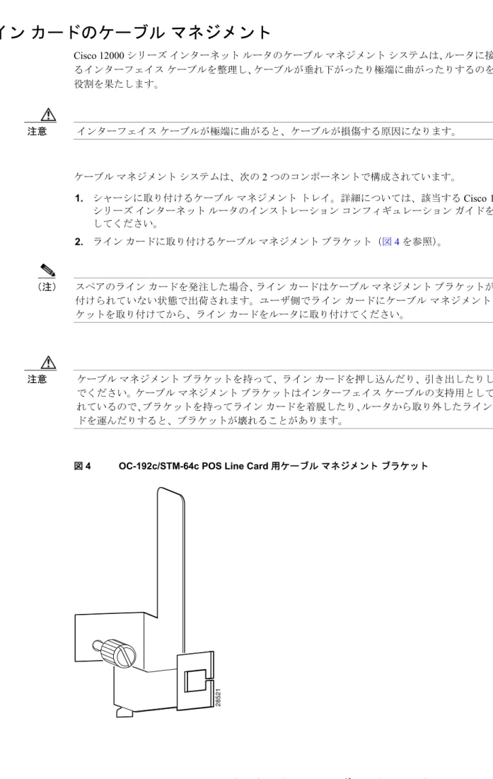 図 4 OC-192c/STM-64c POS Line Card 用ケーブル マネジメント ブラケット