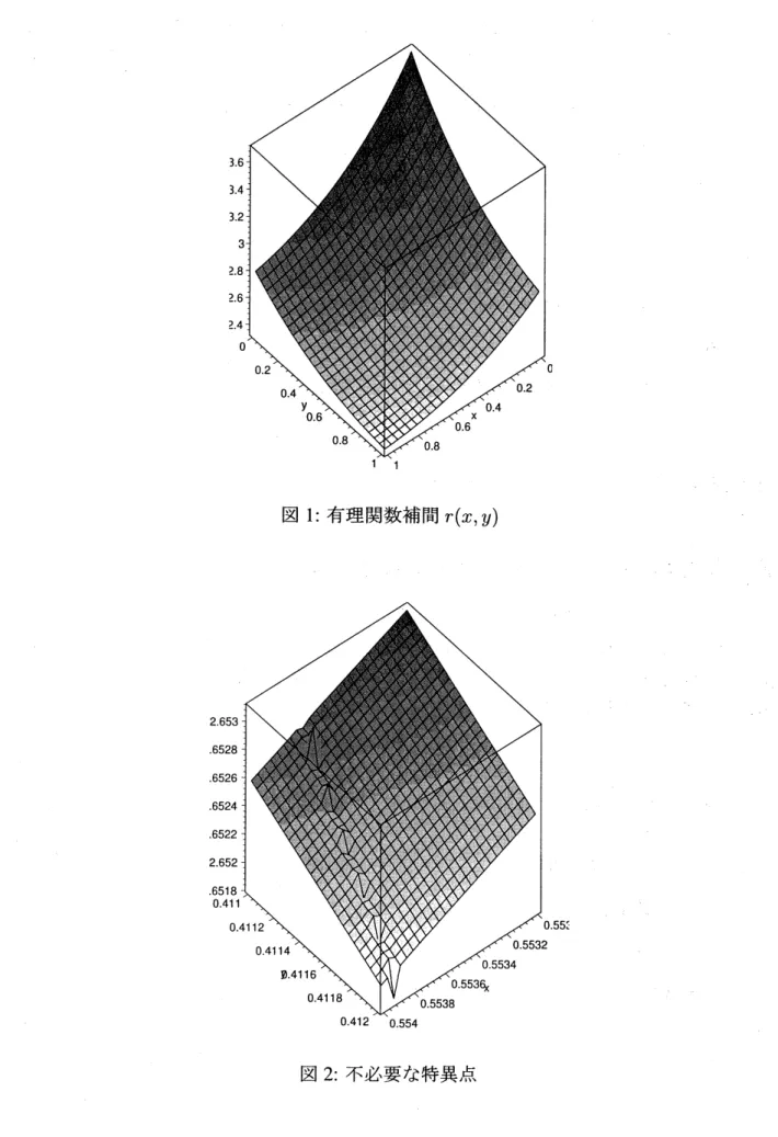 図 1: 有理関数補間 $r(x, y)$