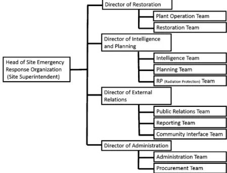 Fig. 10　Functional structure of an improved site emergency response organization with ICS concept applied