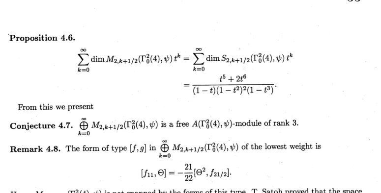 Table A.1. $\sum_{j,k=0}^{\infty}$ SiegelHalf $[\mathrm{j},\mathrm{k}]s^{j}t^{k}$ is a rational function of $s$ and $t$ whose denominator is