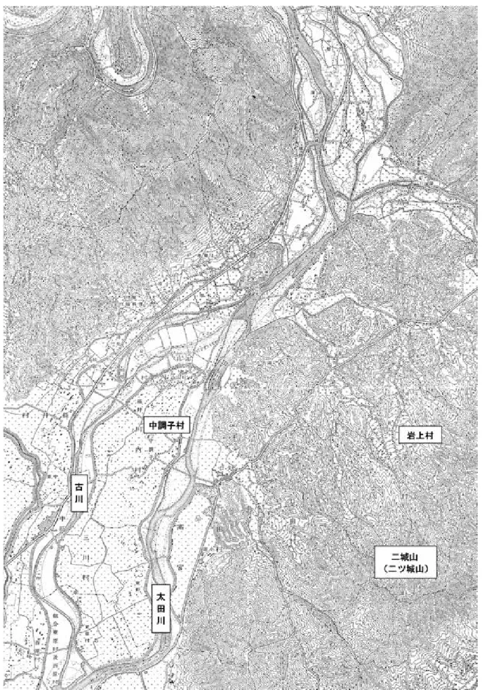 図 1　中調子村・岩上村の位置関係