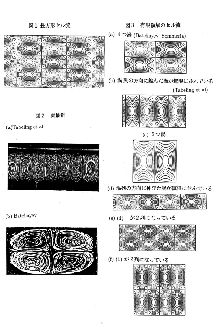 図 1 長方形セル流 図 3 有限領域のセル流