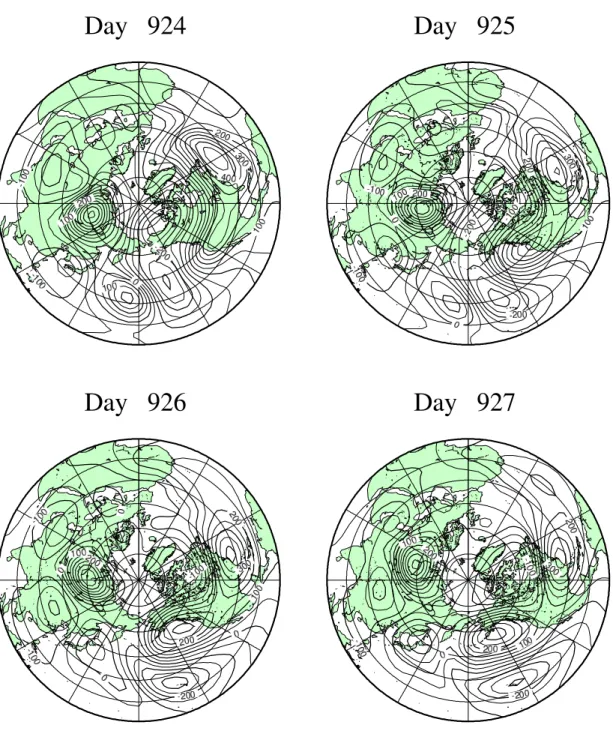 図 34: 帯状流のエネルギーが低い 924 日前後の順圧高度場の天気図